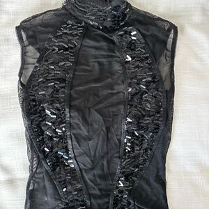 Hustler Hollywood Black Sheer Sequin Mesh Bodysuit